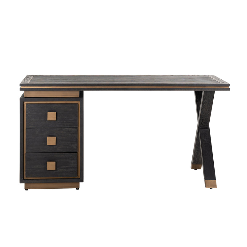 Schreibtisch Hunter Eichenfurnier black rustic mit 3 Schubladen