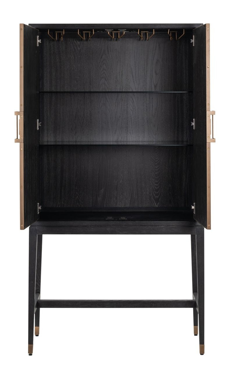 Richmond Barschrank Bloomville Brass Shagreen, Eiche & PU-Leder