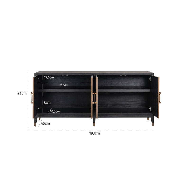Sideboard Bloomville Brass Shagreen – Art-Deco-Design mit Soft-Close