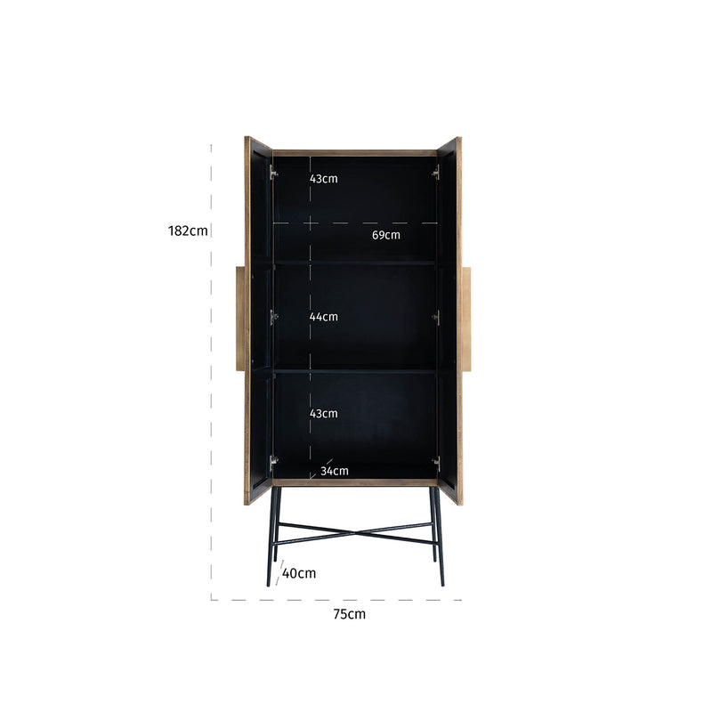 Schrank Ironville gold – zweitüriger Wandschrank im Mid-Century-Stil