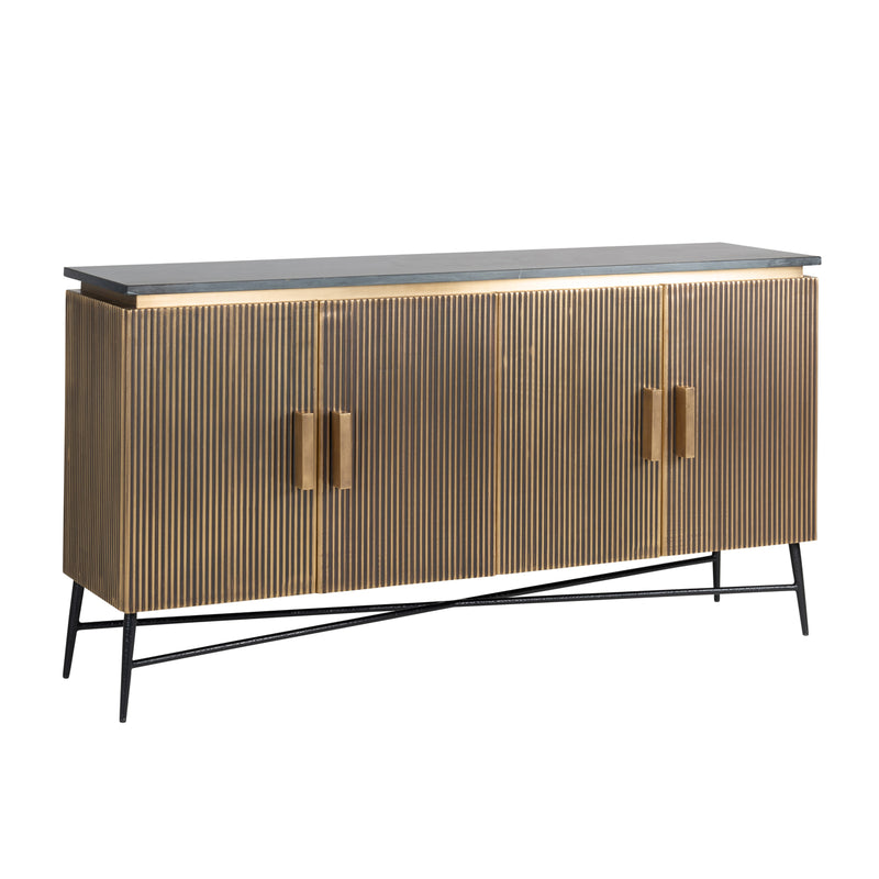 Sideboard Ironville in Gold mit Marmorplatte – Mid-Century Design