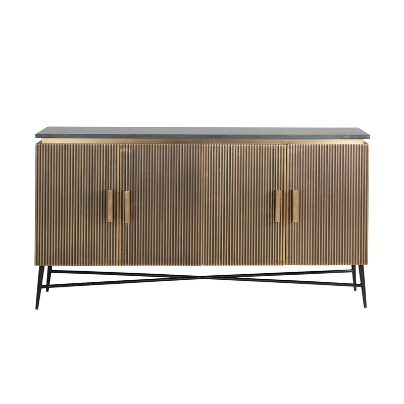 Sideboard Ironville in Gold mit Marmorplatte – Mid-Century Design