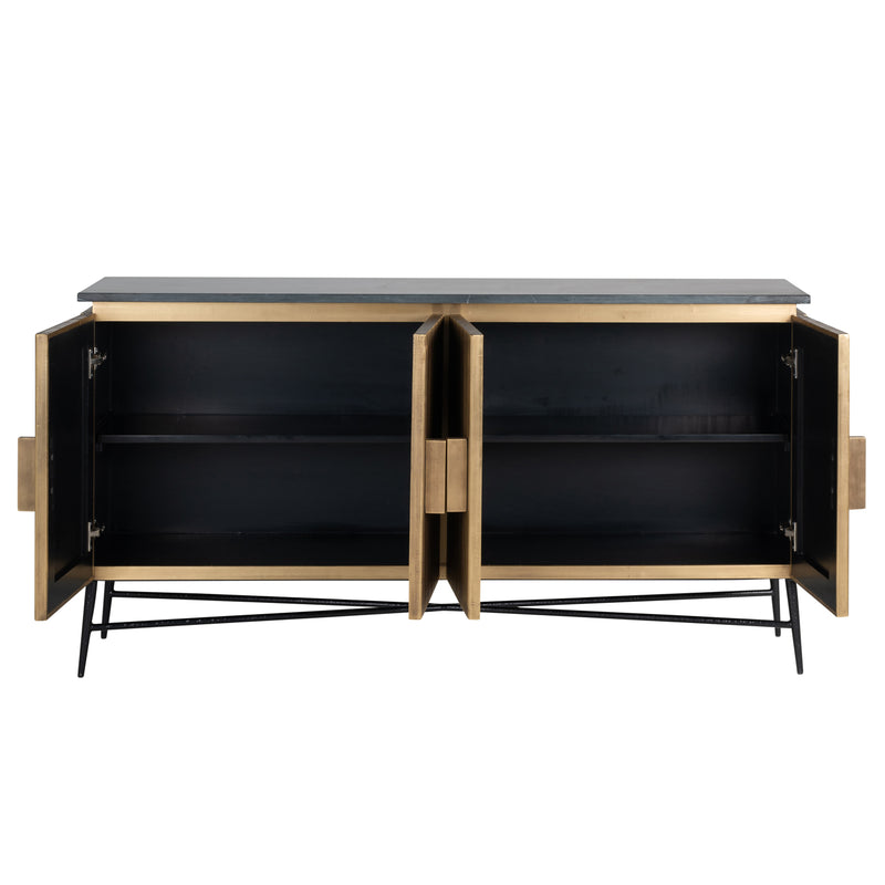 Sideboard Ironville in Gold mit Marmorplatte – Mid-Century Design