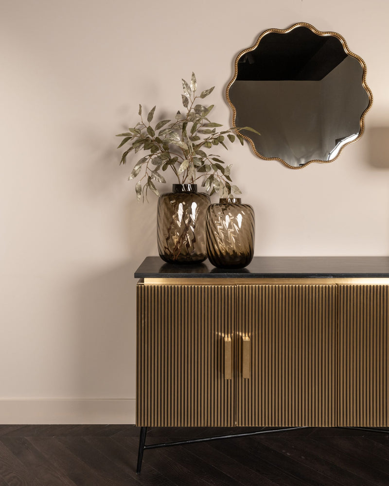 Sideboard Ironville in Gold mit Marmorplatte – Mid-Century Design