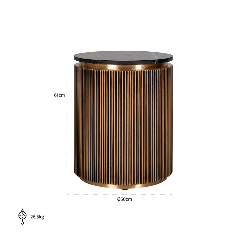 Beistelltisch Ironville gold 50Ø – Mid Century Design mit Marmorplatte