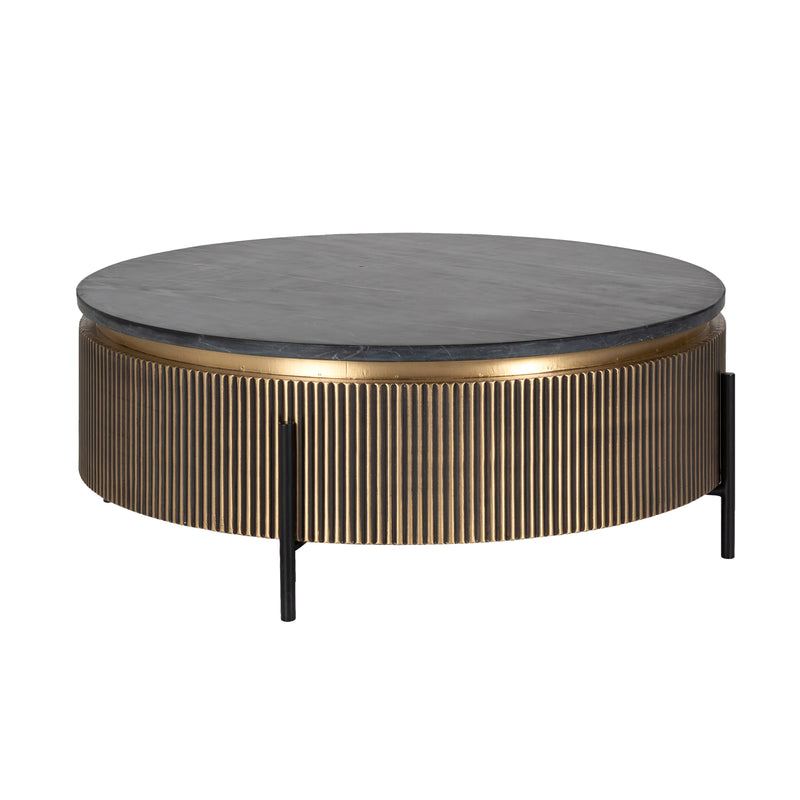Couchtisch Ironville gold 90 cm - Marmorplatte & Messing-Optik