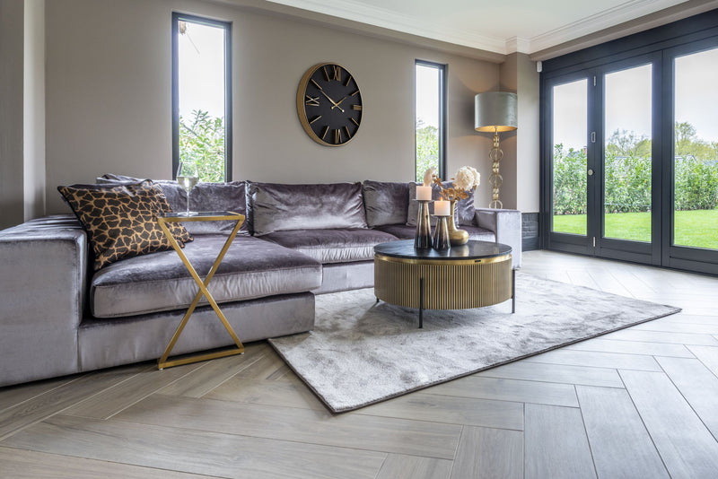 Couchtisch Ironville gold 90 cm - Marmorplatte & Messing-Optik