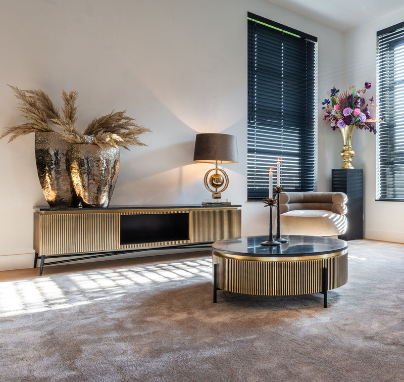 Couchtisch Ironville gold 90 cm - Marmorplatte & Messing-Optik