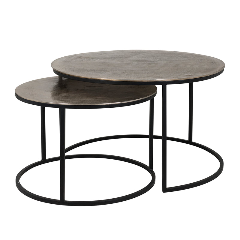 Couchtisch Asher champagne gold, 2er-Set aus Aluminium und Eisen