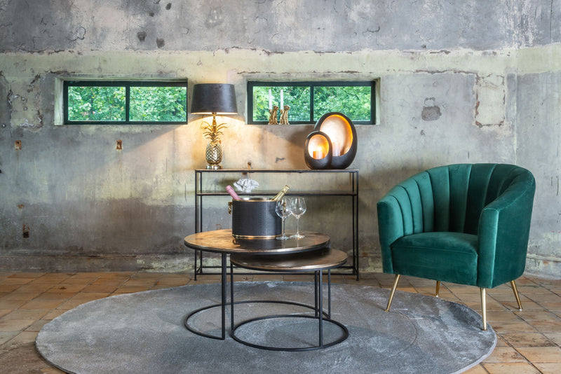 Couchtisch Asher champagne gold, 2er-Set aus Aluminium und Eisen