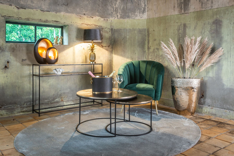 Couchtisch Asher champagne gold, 2er-Set aus Aluminium und Eisen