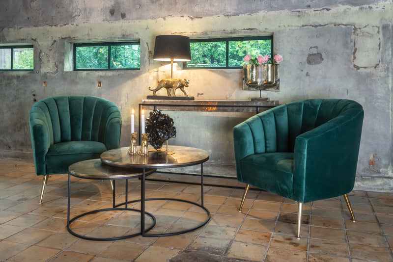 Couchtisch Asher champagne gold, 2er-Set aus Aluminium und Eisen