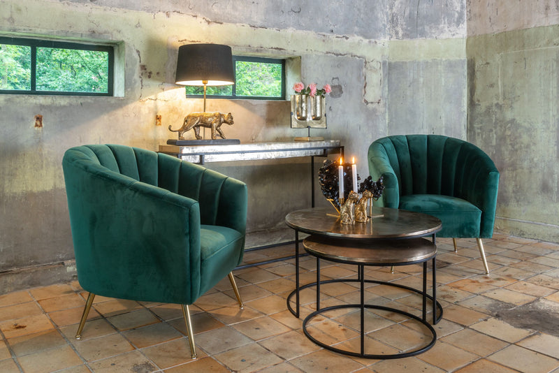 Couchtisch Asher champagne gold, 2er-Set aus Aluminium und Eisen