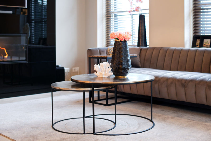 Couchtisch Asher champagne gold, 2er-Set aus Aluminium und Eisen