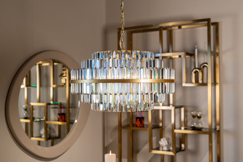 Pendelleuchte Desire Richmond Brushed Gold mit Kristallbesatz