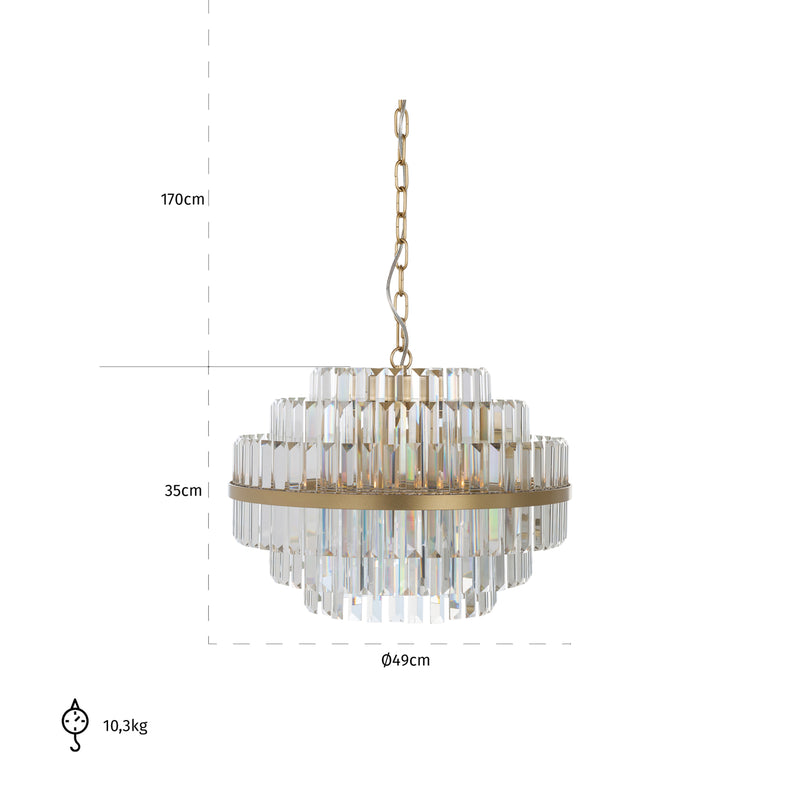 Pendelleuchte Desire Richmond Brushed Gold mit Kristallbesatz