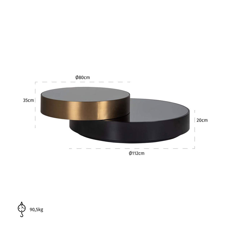 Couchtisch Alexander Jones black/gold mit Drehmechanismus