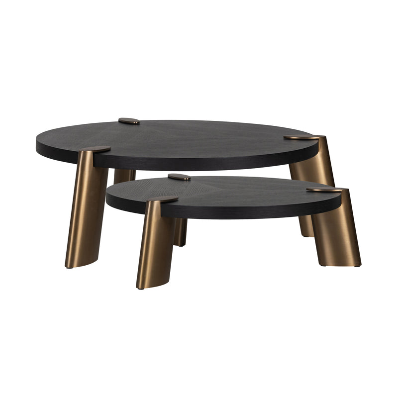 Couchtisch Alexander Jones Brody charcoal, 2er-Set mit Goldakzenten