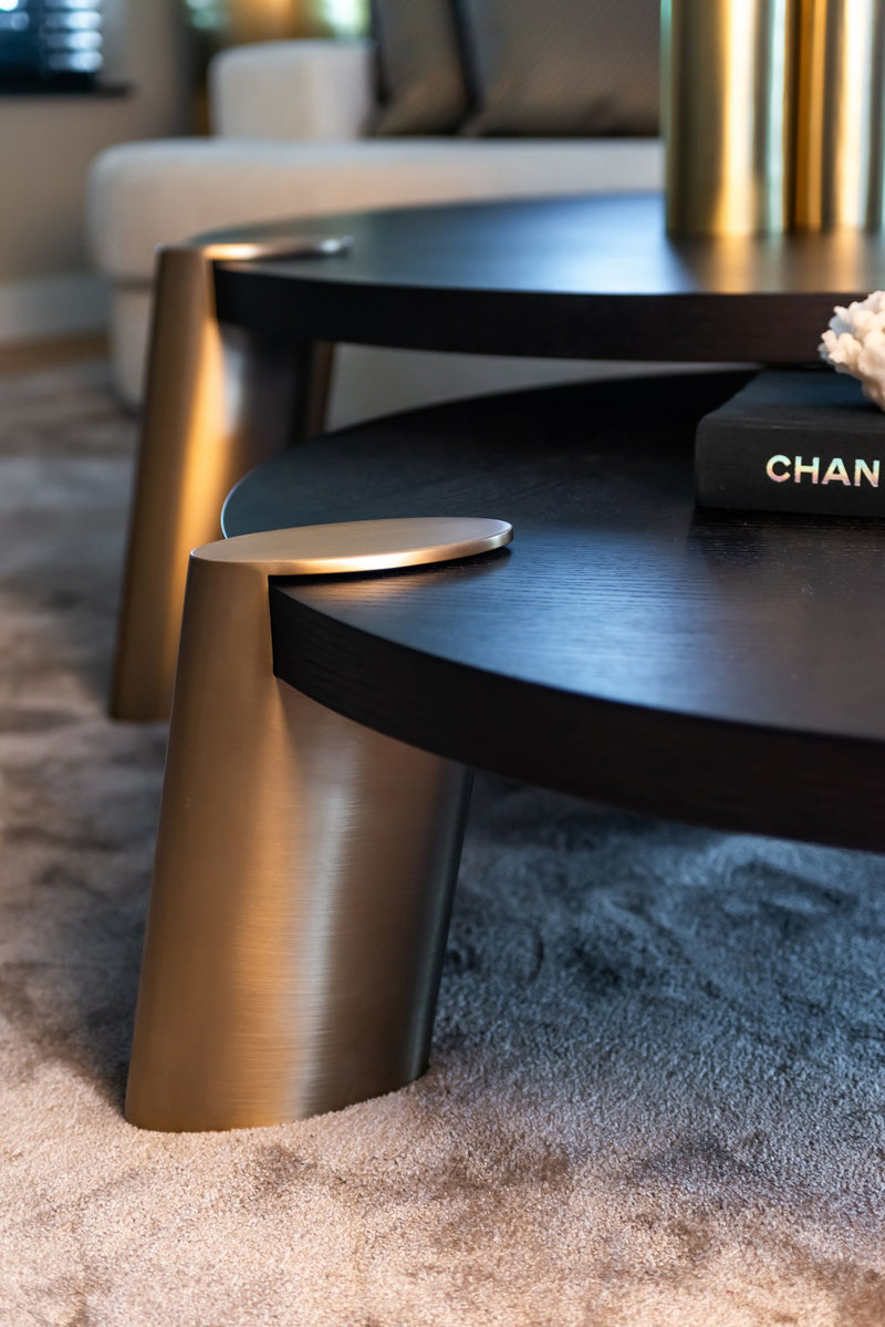 Couchtisch Alexander Jones Brody charcoal, 2er-Set mit Goldakzenten