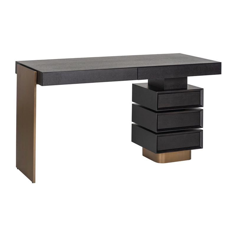 Schreibtisch Alexander Jones Charcoal mit Goldakzenten, 140 cm