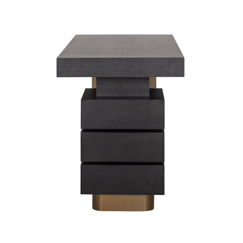 Schreibtisch Alexander Jones Charcoal mit Goldakzenten, 140 cm