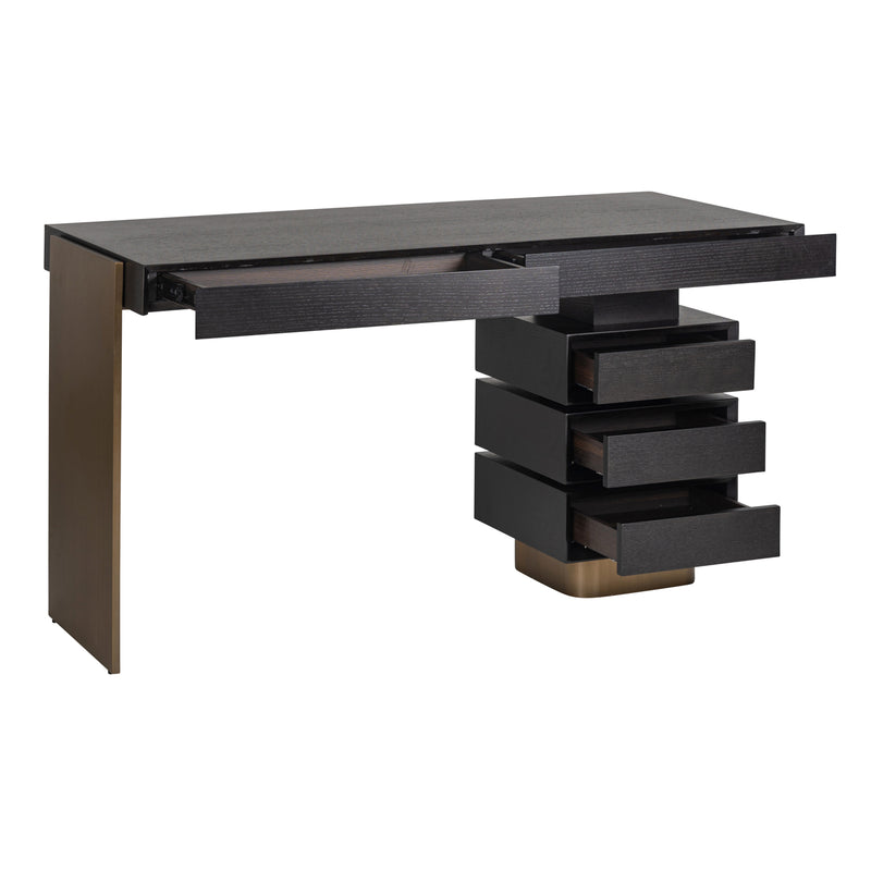Schreibtisch Alexander Jones Charcoal mit Goldakzenten, 140 cm