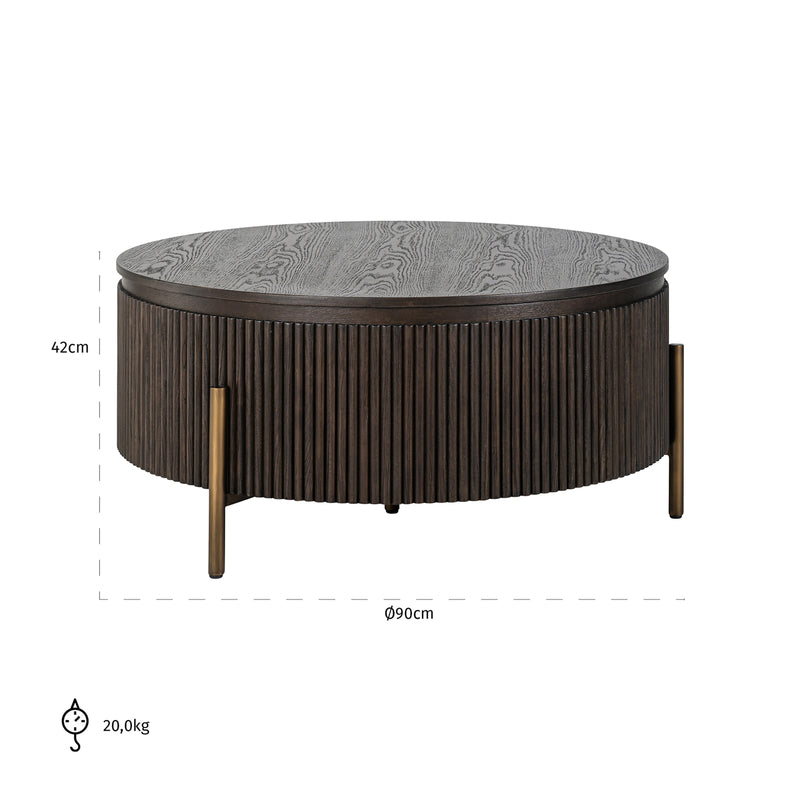 Couchtisch Luxor Ø95 cm braun – Eiche & Eisen, Richmond Design