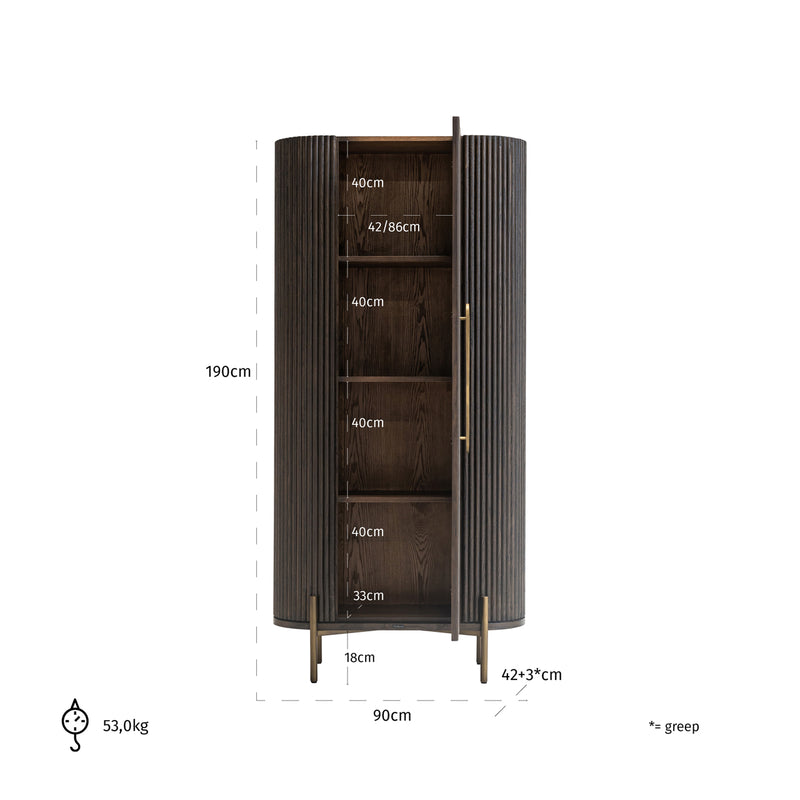 Richmond Schrank Luxor Eiche braun mit Softclose-Tür & Golddetails