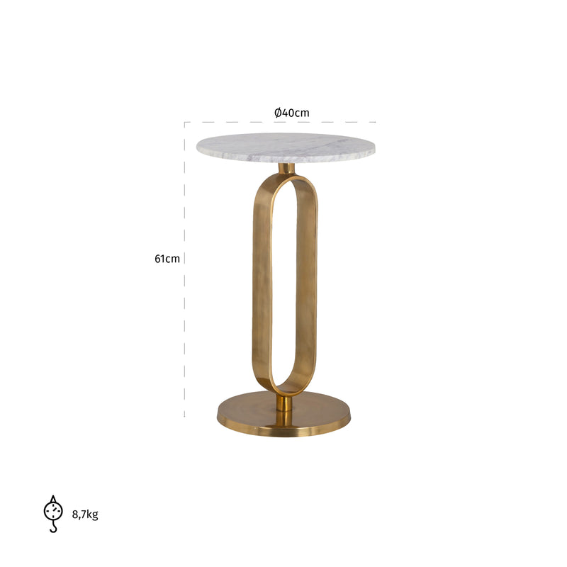 Beistelltisch Celine mit Marmorplatte in brushed gold – Richmond