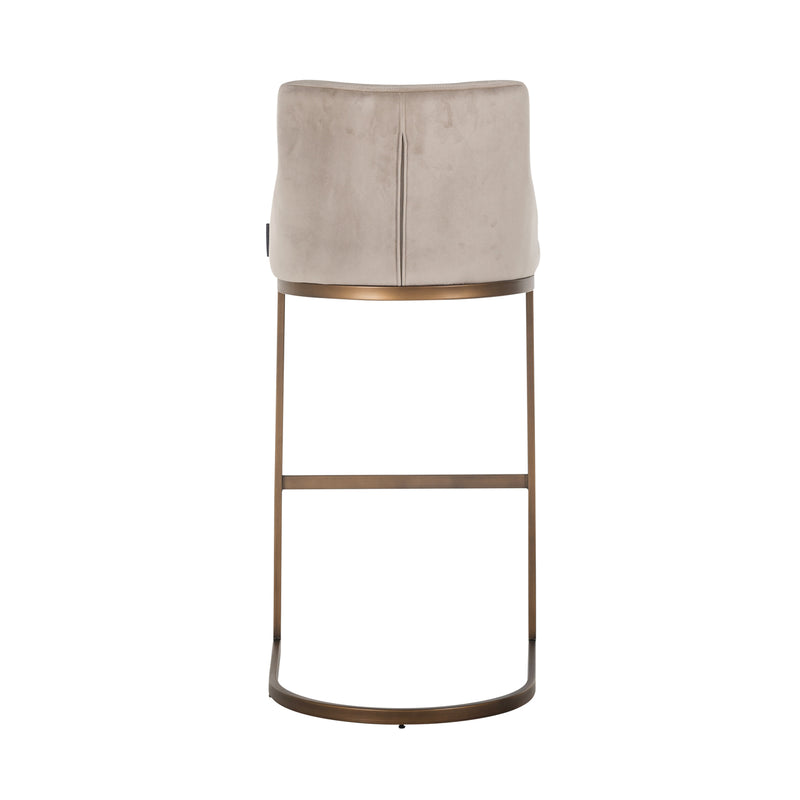Barhocker Bolton khaki Samtvelours im 2er-Set, goldenes Gestell
