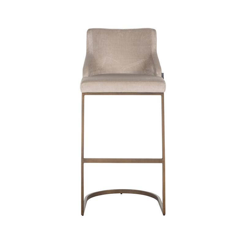 Barhocker Bolton khaki Samtvelours im 2er-Set, goldenes Gestell