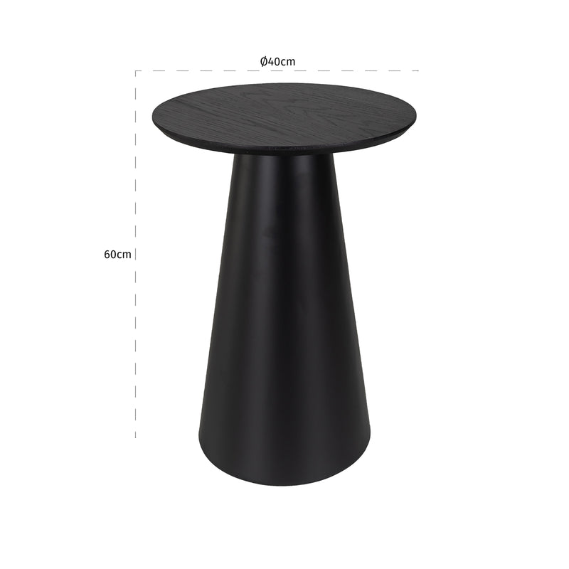 Beistelltisch Jazz black – industrialer Look mit Eichenfurnier-Platte