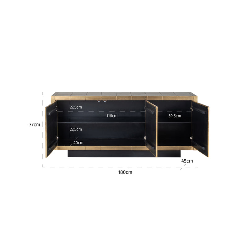 Richmond Sideboard Collada Brushed Gold, 180 cm, Metall & Holz