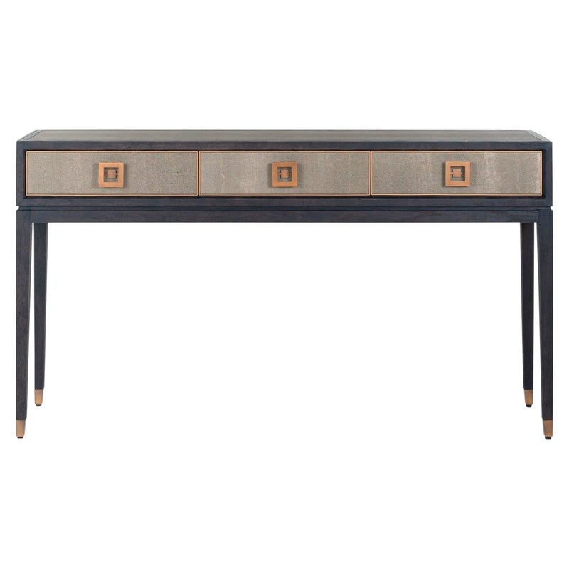 Konsole Bloomville Brass Shagreen aus Eiche mit PU-Leder von Richmond