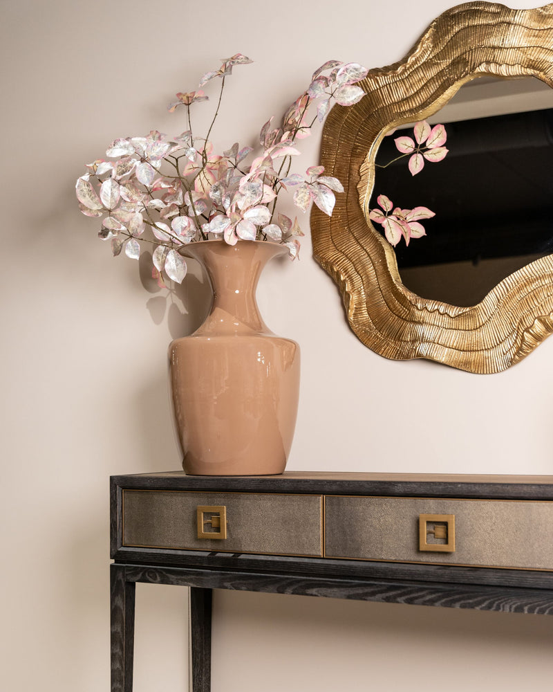 Konsole Bloomville Brass Shagreen aus Eiche mit PU-Leder von Richmond