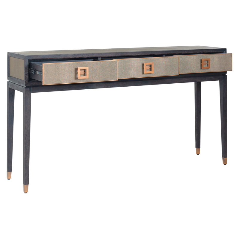 Konsole Bloomville Brass Shagreen aus Eiche mit PU-Leder von Richmond