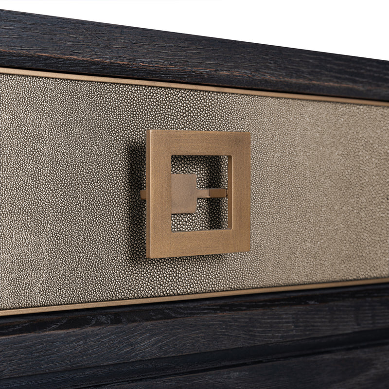 Konsole Bloomville Brass Shagreen aus Eiche mit PU-Leder von Richmond