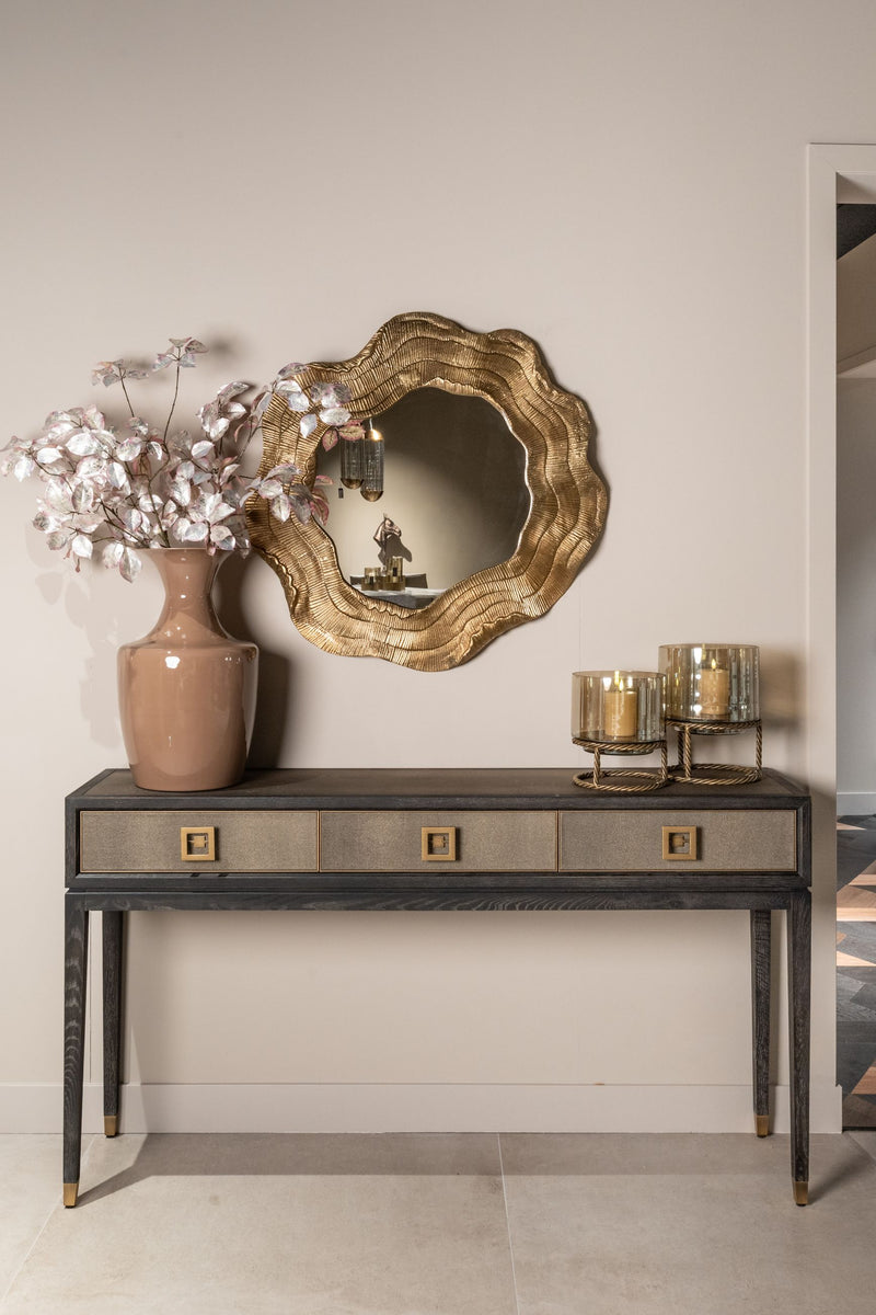 Konsole Bloomville Brass Shagreen aus Eiche mit PU-Leder von Richmond