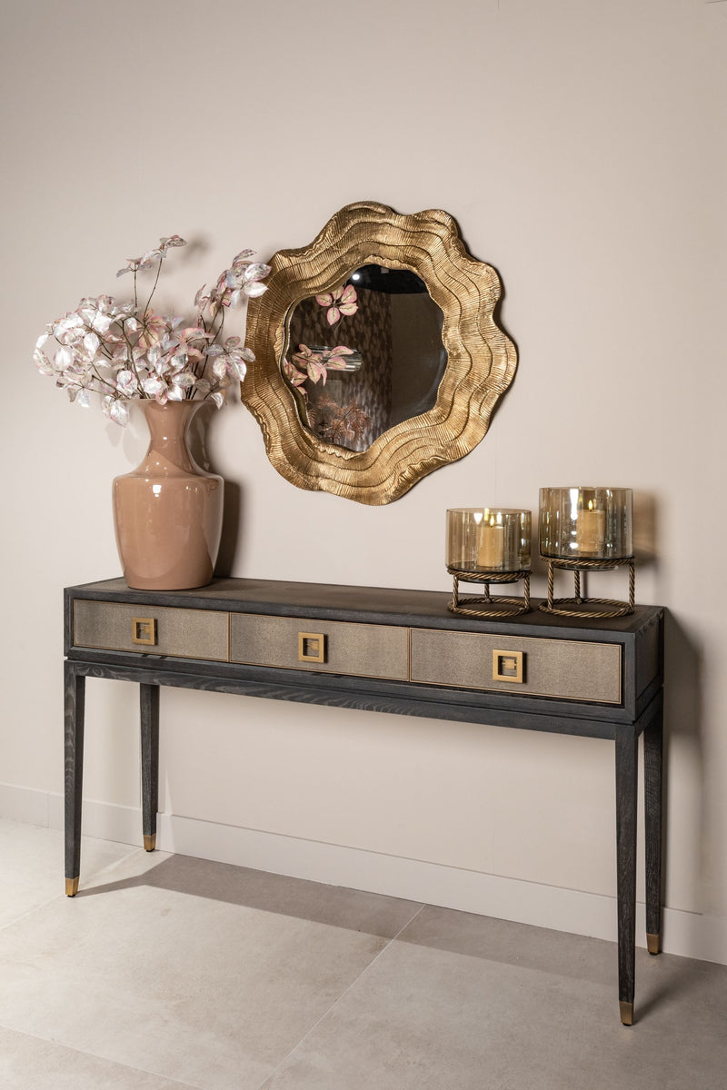 Konsole Bloomville Brass Shagreen aus Eiche mit PU-Leder von Richmond