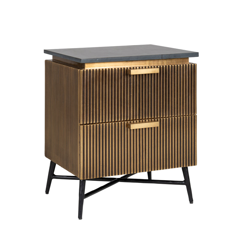 Nachttisch Ironville gold – Marmor-Optik & Mid-Century-Design