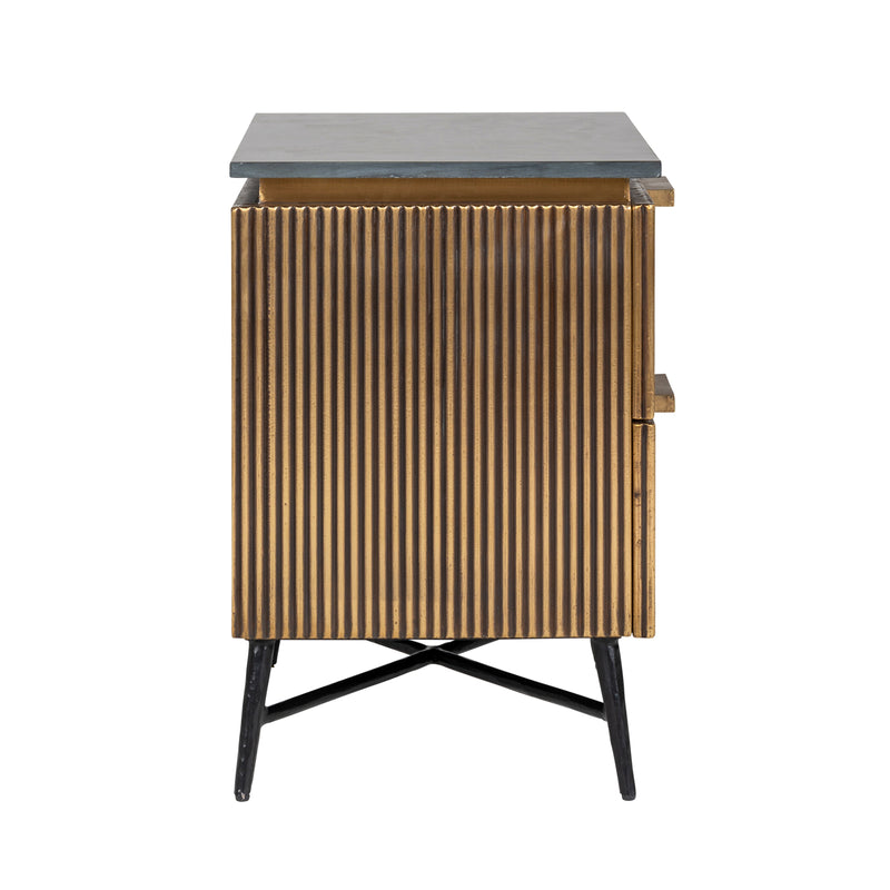 Nachttisch Ironville gold – Marmor-Optik & Mid-Century-Design