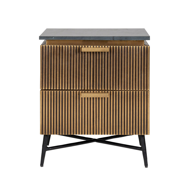 Nachttisch Ironville gold – Marmor-Optik & Mid-Century-Design