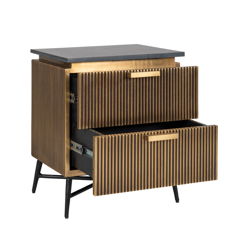 Nachttisch Ironville gold – Marmor-Optik & Mid-Century-Design