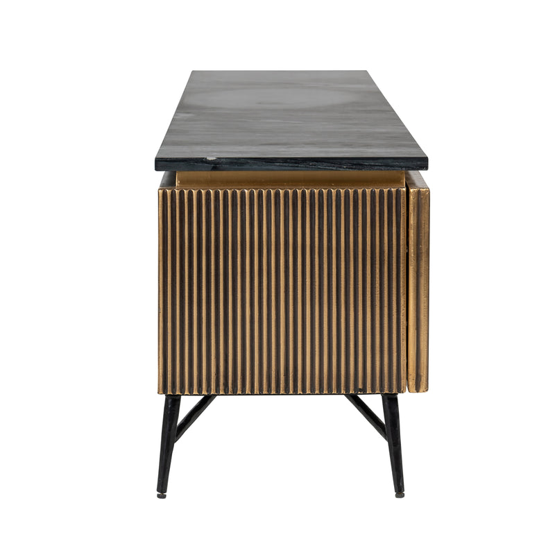 TV-Schrank Ironville gold – Mid-Century Design mit Marmorplatte