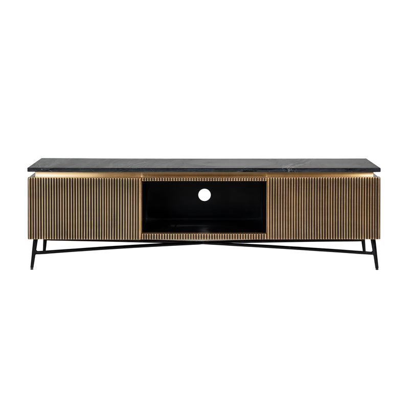 TV-Schrank Ironville gold – Mid-Century Design mit Marmorplatte