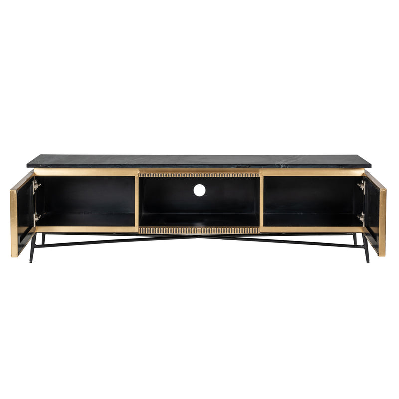 TV-Schrank Ironville gold – Mid-Century Design mit Marmorplatte