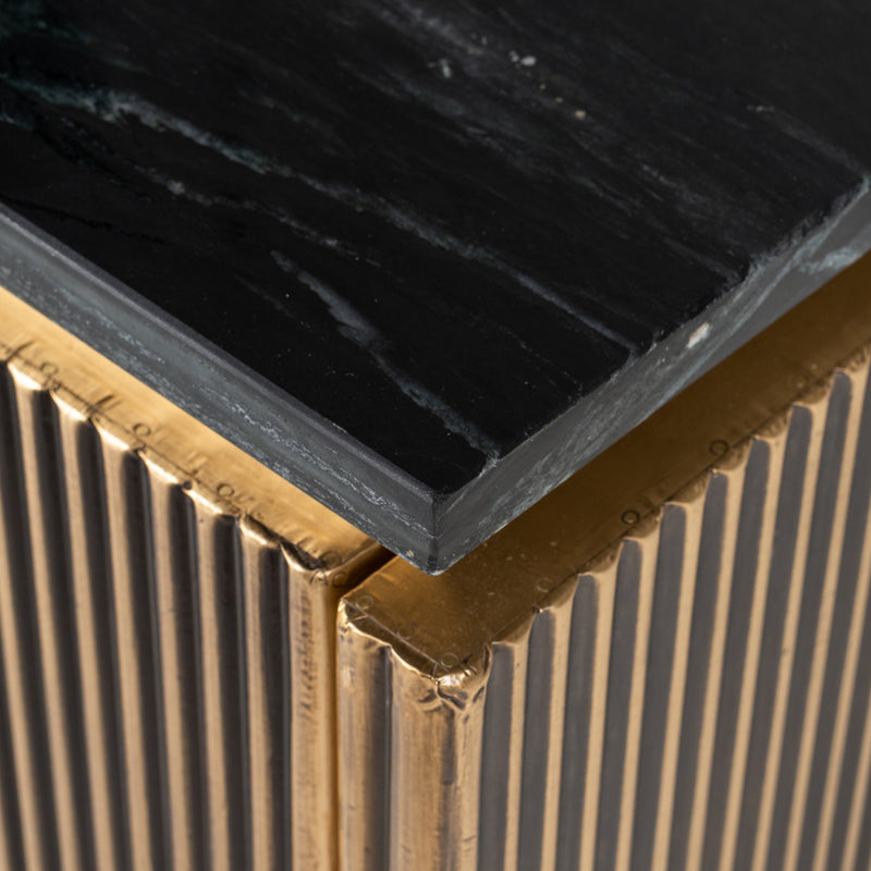 TV-Schrank Ironville gold – Mid-Century Design mit Marmorplatte