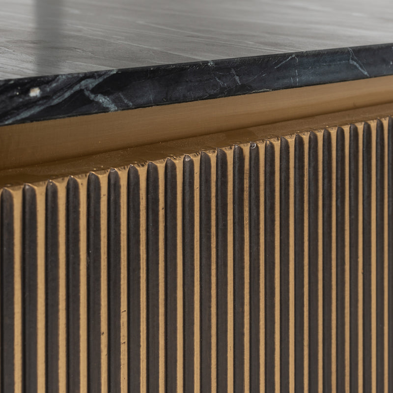 TV-Schrank Ironville gold – Mid-Century Design mit Marmorplatte