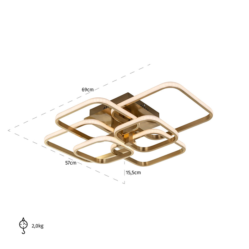 Deckenleuchte Cailey Brushed Gold, dimmbar, Ø 69 cm, Aluminium