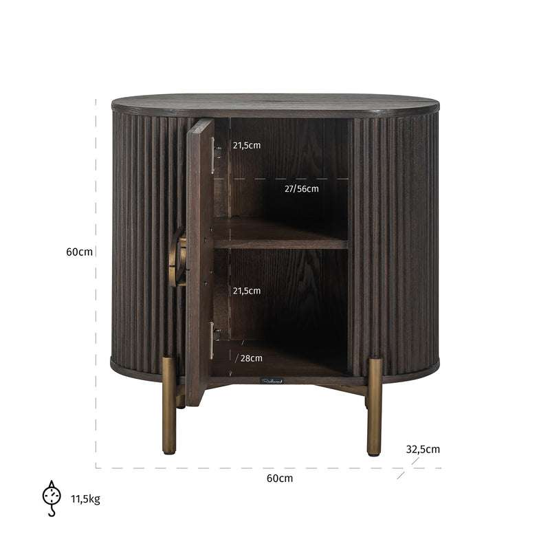 Nachttisch Luxor Eiche braun mit goldenen Akzenten – Richmond Design